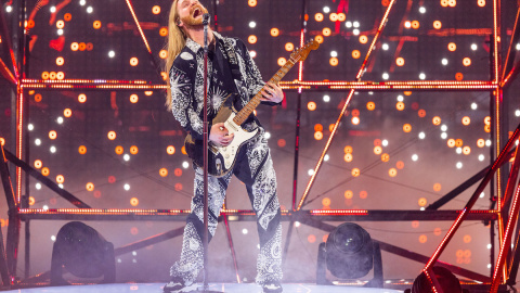 Sam Ryder de Gran Bretaña interpreta 'Space Man' durante el ensayo general para la final del Festival de Eurovisión de 2022, a 13 de mayo de 2022. Sam Ryder de Gran Bretaña interpreta 'Space Man' durante el ensayo general para la final del Festival de Eurovisión de 2022, a 13 de mayo de 2022.