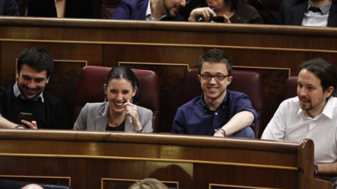 Ramón Espinar, Iñigo Errejón, Irene Montero y Pablo Iglesias en el Congreso / EUROPA PRESS Ramón Espinar, Iñigo Errejón, Irene Montero y Pablo Iglesias en el Congreso / EUROPA PRESS