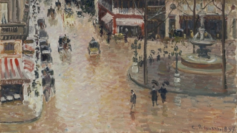 'Rue Saint-Honoré por la tarde. Efecto de lluvia', de Camille Pissarro. / MUSEO THYSSEN-BORNEMISZA 'Rue Saint-Honoré por la tarde. Efecto de lluvia', de Camille Pissarro. / MUSEO THYSSEN-BORNEMISZA