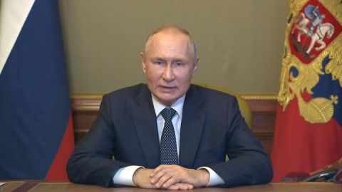 Él presidente ruso Vladímir Putin durante su discurso televisado este lunes.