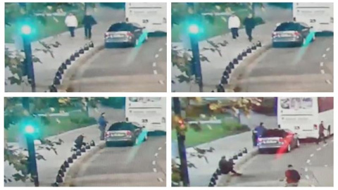 Combo de fotografías tomadas del video de una cámara de seguridad que muestran el ataque. EFE Combo de fotografías tomadas del video de una cámara de seguridad que muestran el ataque. EFE