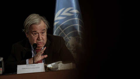 21 de diciembre de 2021, Líbano, Beirut: El Secretario General de las Naciones Unidas, Antonio Guterres, habla durante su conferencia de prensa después de concluir una visita de tres días al Líbano.- Marwan Naamani / Europa Press 21 de diciembre de 2021, Líbano, Beirut: El Secretario General de las Naciones Unidas, Antonio Guterres, habla durante su conferencia de prensa después de concluir una visita de tres días al Líbano.- Marwan Naamani / Europa Press