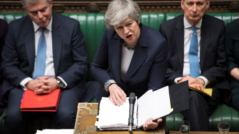 May, durante el debate en el Parlamento británico este miércoles. REUTERS May, durante el debate en el Parlamento británico este miércoles. REUTERS