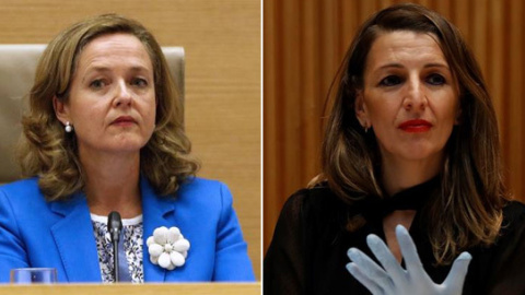 Nadia Calviño, vicepresidenta tercera del Gobierno de coalición, y la ministra de Trabajo Yolanda Díaz Nadia Calviño, vicepresidenta tercera del Gobierno de coalición, y la ministra de Trabajo Yolanda Díaz