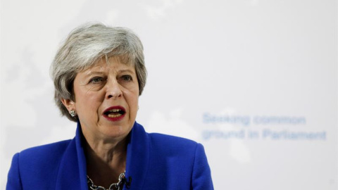 La primera ministra del Reino Unido, Theresa May, participa en un discurso en Londres. EFE La primera ministra del Reino Unido, Theresa May, participa en un discurso en Londres. EFE