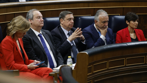 Los ministros Pilar Alegría, Jordi Hereu, Luis Planas, Ángel V´citor Torres e Isabel Rodríguez (i a d), durante del pleno del Congreso, a 22 de mayo de 2024. Los ministros Pilar Alegría, Jordi Hereu, Luis Planas, Ángel V´citor Torres e Isabel Rodríguez (i a d), durante del pleno del Congreso, a 22 de mayo de 2024.