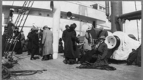 Supervivientes del Titanic, a bordo del Carpathia.