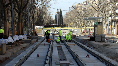 20-3-2023 Pla general de les noves vies del nou traçat del tramvia per la Diagonal, a l'alçada de la parada de Sicília 20-3-2023 Pla general de les noves vies del nou traçat del tramvia per la Diagonal, a l'alçada de la parada de Sicília