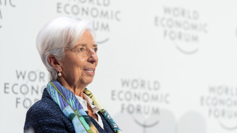 La presidenta del BCE, Christine Lagarde, durante el Foro de Davos, en Suiza, a 19 de enero de 2023. La presidenta del BCE, Christine Lagarde, durante el Foro de Davos, en Suiza, a 19 de enero de 2023.