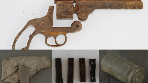 Armas y casquillos hallados en los campamentos guerrilleros de la Ciudad de la Selva. Armas y casquillos hallados en los campamentos guerrilleros de la Ciudad de la Selva.