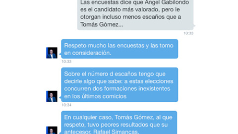 Captura de la conversación con Gabilondo vía Twitter. Captura de la conversación con Gabilondo vía Twitter.