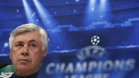 Ancelotti durante la rueda de prensa de este lunes. /EFE Ancelotti durante la rueda de prensa de este lunes. /EFE