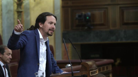 El líder de Podemos, Pablo Iglesias, durante su intervención en el Congreso de los Diputados. / EFE El líder de Podemos, Pablo Iglesias, durante su intervención en el Congreso de los Diputados. / EFE