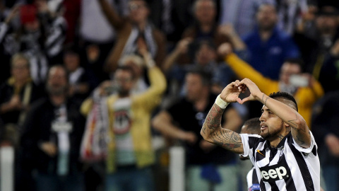 Vidal celebra su gol al Mónaco. REUTERS/Giorgio Perottino Vidal celebra su gol al Mónaco. REUTERS/Giorgio Perottino