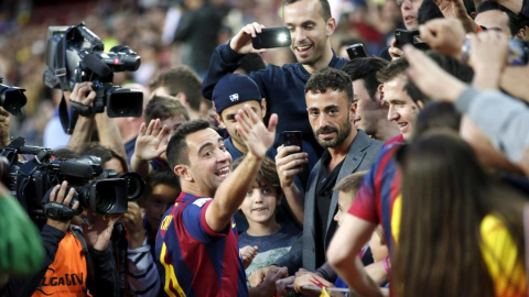 Xavi, en su despedida del Barça. REUTERS Xavi, en su despedida del Barça. REUTERS