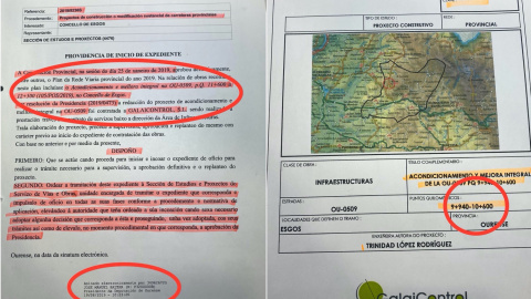 22/3/22Documento de inicio del proyecto firmado por Baltar (izquierda) y de su ejecución, con puntos kilométricos diferentes 22/3/22Documento de inicio del proyecto firmado por Baltar (izquierda) y de su ejecución, con puntos kilométricos diferentes