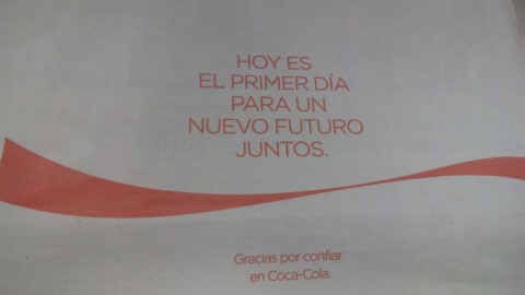 Publicidad de Coca-Cola insertada en los principales medios de comunicación del país.- PÚBLICO Publicidad de Coca-Cola insertada en los principales medios de comunicación del país.- PÚBLICO