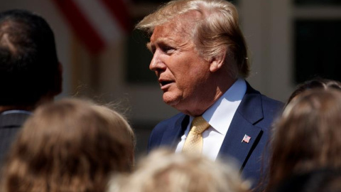 07/05/2019.- El presidente de los Estados Unidos, Donald J. Trump, a su llegada a la ceremonia del primer aniversario de la campaña ideada por la primera dama Melania Trump "Be Best" (Sé mejor), este martes en la Casa Blanca, en Washington, 07/05/2019.- El presidente de los Estados Unidos, Donald J. Trump, a su llegada a la ceremonia del primer aniversario de la campaña ideada por la primera dama Melania Trump "Be Best" (Sé mejor), este martes en la Casa Blanca, en Washington,