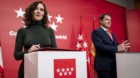 12/04/2023. Isabel Díaz Ayuso junto a Alfonso Fernández Mañueco, a 25 de noviembre de 2022, en Madrid. 12/04/2023. Isabel Díaz Ayuso junto a Alfonso Fernández Mañueco, a 25 de noviembre de 2022, en Madrid.