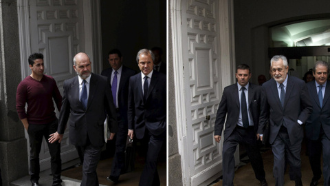 Los expresidentes andaluces Manuel Chaves y José Antonio Griñán, a su salida del Tribunal Supremo, tras declarar por el caso de los ERE. REUTERS Los expresidentes andaluces Manuel Chaves y José Antonio Griñán, a su salida del Tribunal Supremo, tras declarar por el caso de los ERE. REUTERS