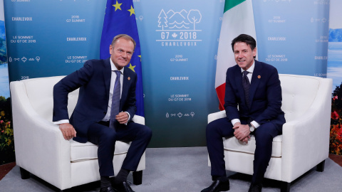 El presidente del Consejo Europeo, Donald Tusk, y el primer ministro de Italia, Giuseppe Conte. - REUTERS El presidente del Consejo Europeo, Donald Tusk, y el primer ministro de Italia, Giuseppe Conte. - REUTERS