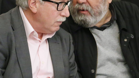 Los líderes de UGT y CCOO, Cándido Méndez e Ignacio Fernández Toxo, en un desayuno informativo organizado por el Foro Nueva Economía. EFE/Fernando Alvarado