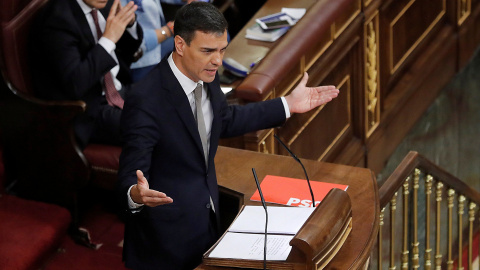 Pedro Sanchez, en la tribunal del Congreso durante la mocion de censura contra Mariano Rajoy. REUTERS/Juan Carlos Hidalgo/Pool Pedro Sanchez, en la tribunal del Congreso durante la mocion de censura contra Mariano Rajoy. REUTERS/Juan Carlos Hidalgo/Pool