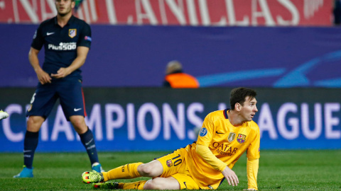 Messi, durante el partido contra el Atlético. Reuters / Juan Medina