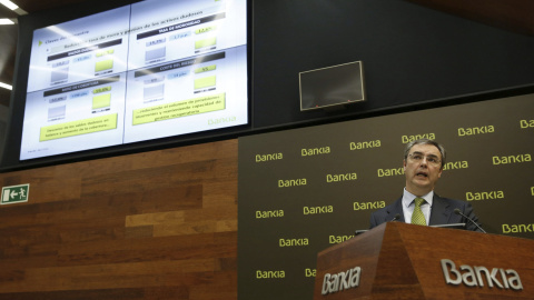 El consejero delegado de Bankia, José Sevilla, durante la presentación de los resultados de la entidad en el primer trimestre de 2014. EFE/Juan Carlos Hidalgo