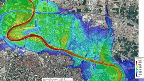 La simulación del geólogo Carlos Revuelto indica que la práctica totalidad de los barrios de la margen izquierda de Zaragoza y amplias zonas de la derecha quedarían inundadas en caso de rotura de la presa de Yesa. Carlos Revuelto La simulación del geólogo Carlos Revuelto indica que la práctica totalidad de los barrios de la margen izquierda de Zaragoza y amplias zonas de la derecha quedarían inundadas en caso de rotura de la presa de Yesa. Carlos Revuelto