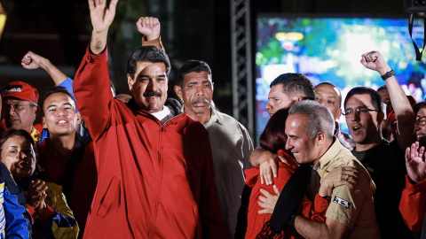 El presidente de Venezuela, Nicolás Maduro, celebrando los resultados de las elecciones del domingo, 30 de julio. EFE/Nathalie Sayago El presidente de Venezuela, Nicolás Maduro, celebrando los resultados de las elecciones del domingo, 30 de julio. EFE/Nathalie Sayago