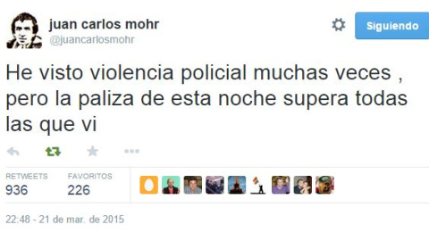 Tuit del fotoperiodista Juan Carlos Mohr Tuit del fotoperiodista Juan Carlos Mohr