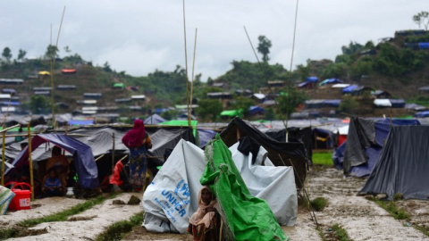 Una mujer rohinyá en un campamento improvisado en Ukhia, Bangladesh. - AFP Una mujer rohinyá en un campamento improvisado en Ukhia, Bangladesh. - AFP