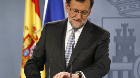 El presidente del Gobierno en funciones, Mariano Rajoy, en rueda de prensa. EFE/Paco Campos. El presidente del Gobierno en funciones, Mariano Rajoy, en rueda de prensa. EFE/Paco Campos.