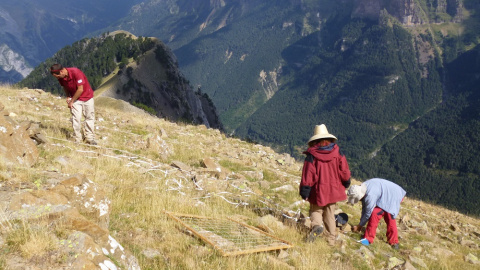 Técnicos del Gobierno de Aragón en una cumbre pirenaica dentro de los trabajos de toma de muestras del Proyecto Gloria. DIRECCIÓN GENERAL DE SOSTENIBILIDAD DEL GOBIERNO DE ARAGÓN Técnicos del Gobierno de Aragón en una cumbre pirenaica dentro de los trabajos de toma de muestras del Proyecto Gloria. DIRECCIÓN GENERAL DE SOSTENIBILIDAD DEL GOBIERNO DE ARAGÓN