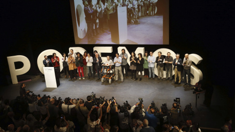 El secretario general de Podemos, Pablo Iglesias, junto a sus candidatos autonómicos en Madrid, Valencia, Aragón y Asturias, en la presentación del programa electoral para el 24-M,. EFE/Kiko Huesca El secretario general de Podemos, Pablo Iglesias, junto a sus candidatos autonómicos en Madrid, Valencia, Aragón y Asturias, en la presentación del programa electoral para el 24-M,. EFE/Kiko Huesca