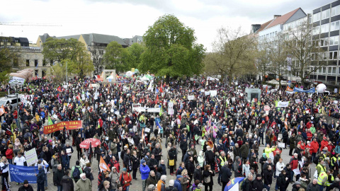 Vista general de la manifestación contra el TTIP. REUTERS/Nigel Treblin