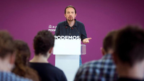 Pablo Iglesias en rueda de prensa para valorar los resultados del 26-M / EFE Pablo Iglesias en rueda de prensa para valorar los resultados del 26-M / EFE