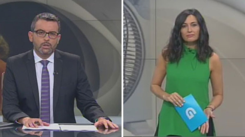 Alfonso Hermida y Tati Moyano, presentadores del informativo de la tarde de la televisión pública gallega. / TVG Alfonso Hermida y Tati Moyano, presentadores del informativo de la tarde de la televisión pública gallega. / TVG