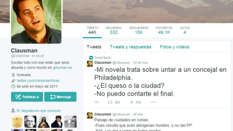 Perfil de Clausman en Twitter