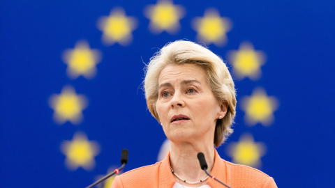 La presidenta de la Comisión Europea, Ursula von der Leyen, durante una sesión del Parlamento Europeo. La presidenta de la Comisión Europea, Ursula von der Leyen, durante una sesión del Parlamento Europeo.