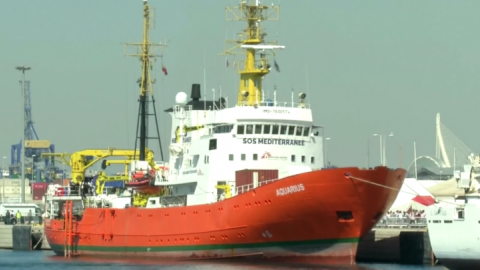 El barco Aquarius, tras su llegada al puerto de Valencia. Junio de 2018 El barco Aquarius, tras su llegada al puerto de Valencia. Junio de 2018