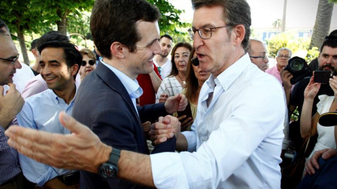 Casado y Feijóo, este sábado en A Coruña. EFE/Cabalar Casado y Feijóo, este sábado en A Coruña. EFE/Cabalar