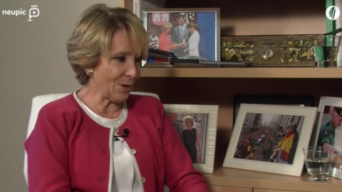 Esperanza Aguirre en un momento de la entrevista que ha hecho público la Red Floridablanca Esperanza Aguirre en un momento de la entrevista que ha hecho público la Red Floridablanca
