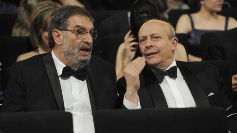El ministro de Cultura, José Ignacio Wert, en la última gala de los premios Goya, con el entonces presidente de la Academia de Cine, Enrique González Macho. EFE