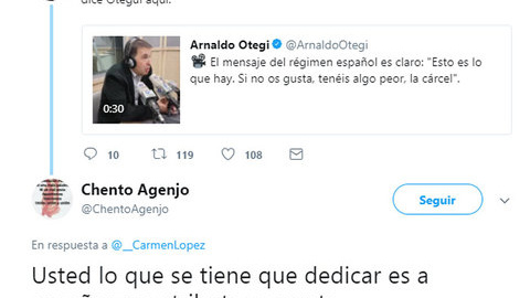 Captura de pantalla con la contestación del edil, que borró más tarde.