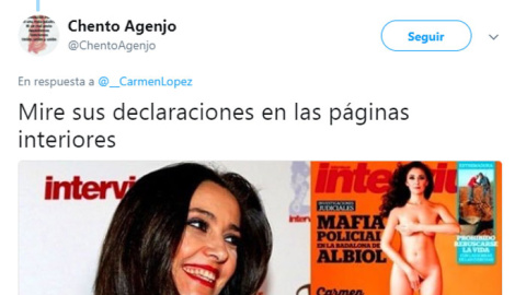 La contestación de Agenjo a un comentario que López realizó sobre la República española.