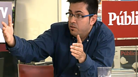 Gerardo Pisarello durante su intervención en el debate "La decisión de Catalunya" de Espacio Público. /PÚBLICO Gerardo Pisarello durante su intervención en el debate "La decisión de Catalunya" de Espacio Público. /PÚBLICO