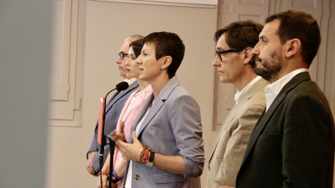 Roda de premsa dels candidats del PSC al Baix Besòs, amb el primer secretari del partit, Salvador Illa. Roda de premsa dels candidats del PSC al Baix Besòs, amb el primer secretari del partit, Salvador Illa.