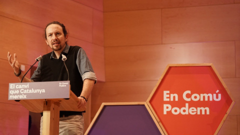 Pablo Iglesias durante el mitin electoral. - En Comú Podem Pablo Iglesias durante el mitin electoral. - En Comú Podem